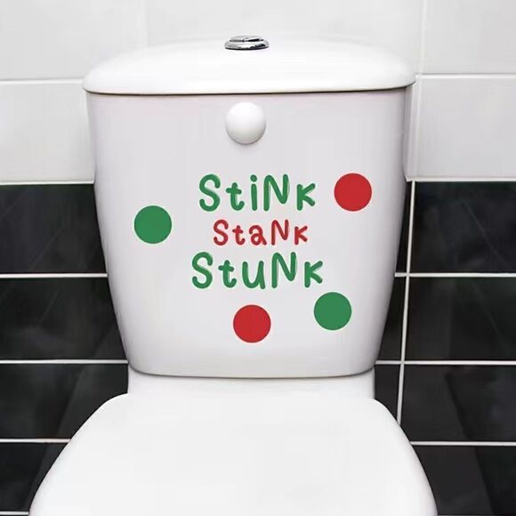 Christmas Stank Stink Stunk Toilet Lid Decorated Stickers - Picture 1 of 3